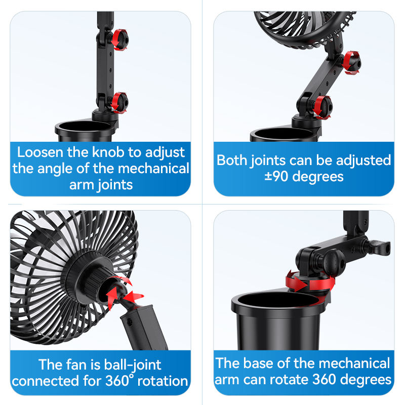 Shunwei SD-2704 USB Car Cup Holder Fan - 5W 3-Speed Quiet ABS Automotive Cooling Fan